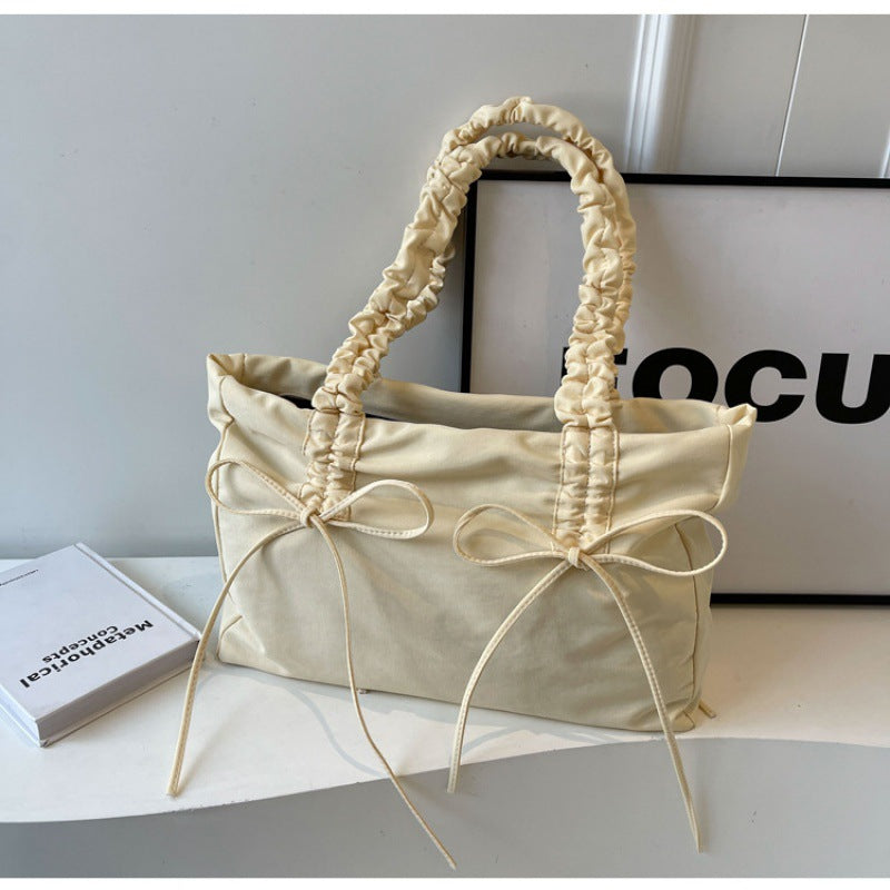 Wholesale Fashion pleated large capacity bow tote bag women's bag shoulder underarm bag